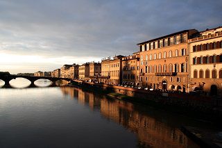 Florence waterfront at sunset