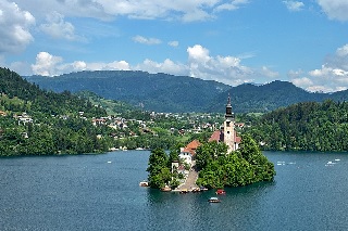 church on island on Lake bled