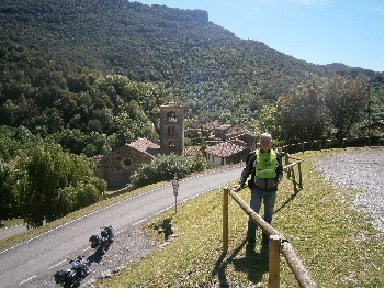 Rick at hairpin bend in Pyrenees
