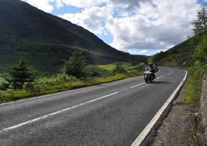 Harley Softail near Lochearnhead Scotland on a great rider experience