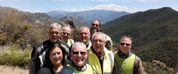 group photo with McTours riders taken at Coll de Boixols in the Spanish Pyrenees - Spanish motorcycle tour