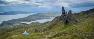 Old Man of Storr towards Rassay and Applecross in the distance