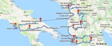 Tour Route Italy Albania Macedonia Greece
